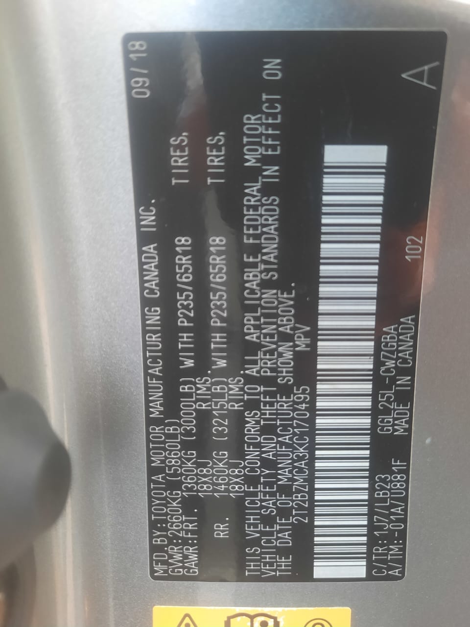 Foreign Used Lexus RX350 2019