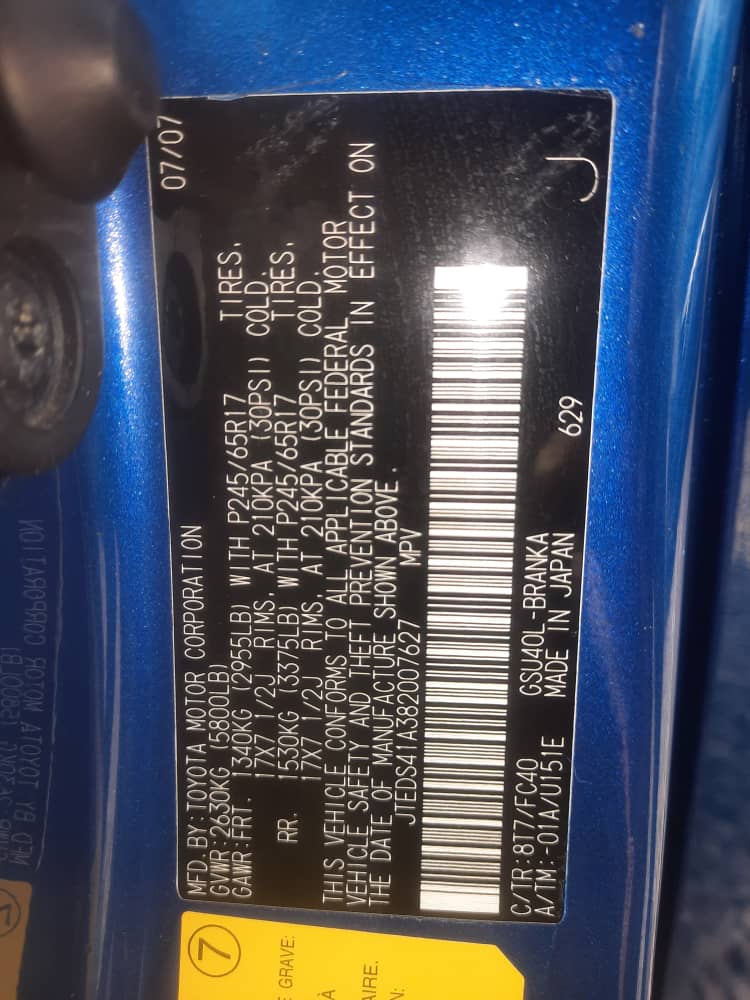 Foreign Used Toyota Highlander 2008