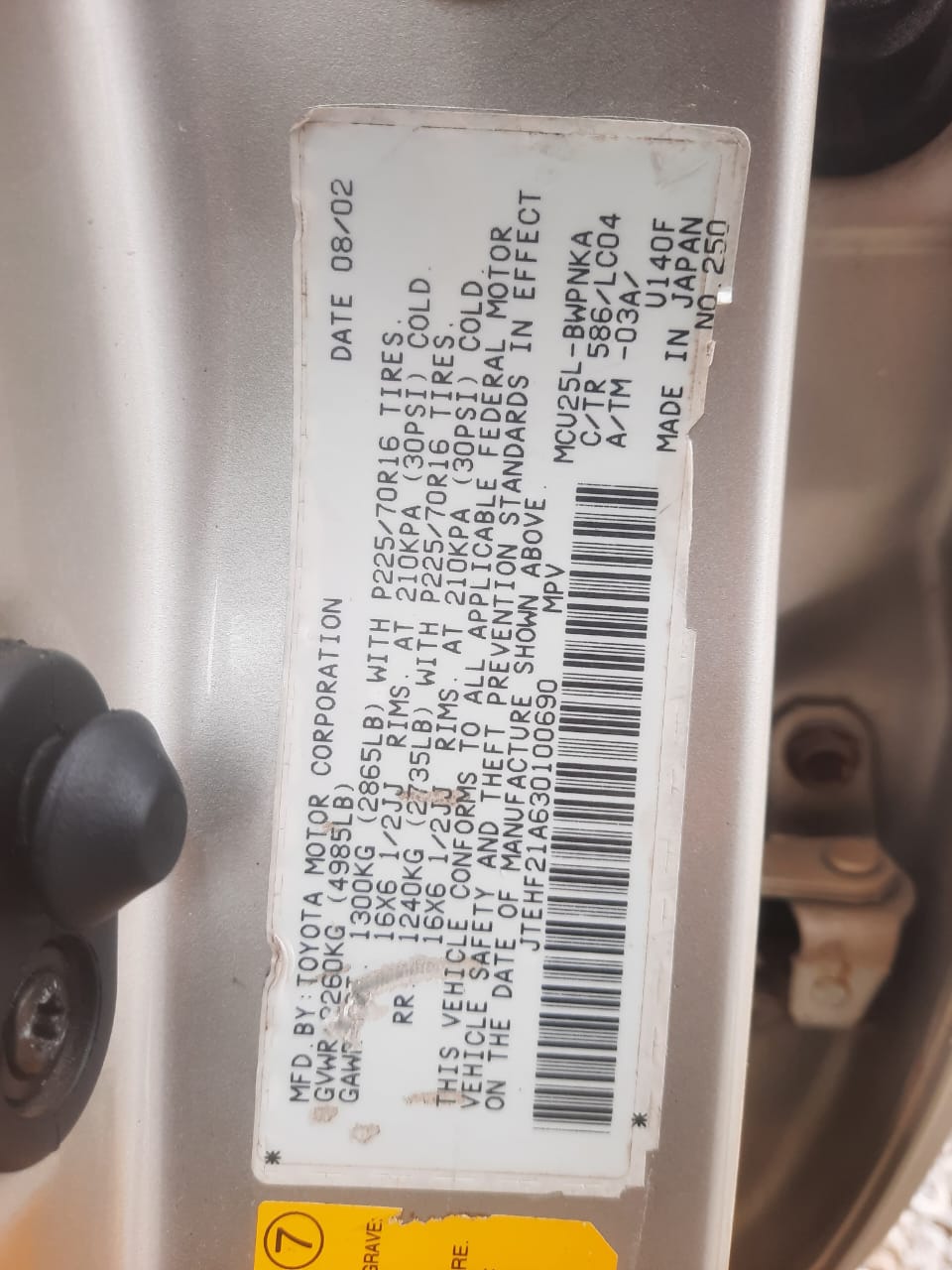 Foreign Used Toyota Highlander 2003