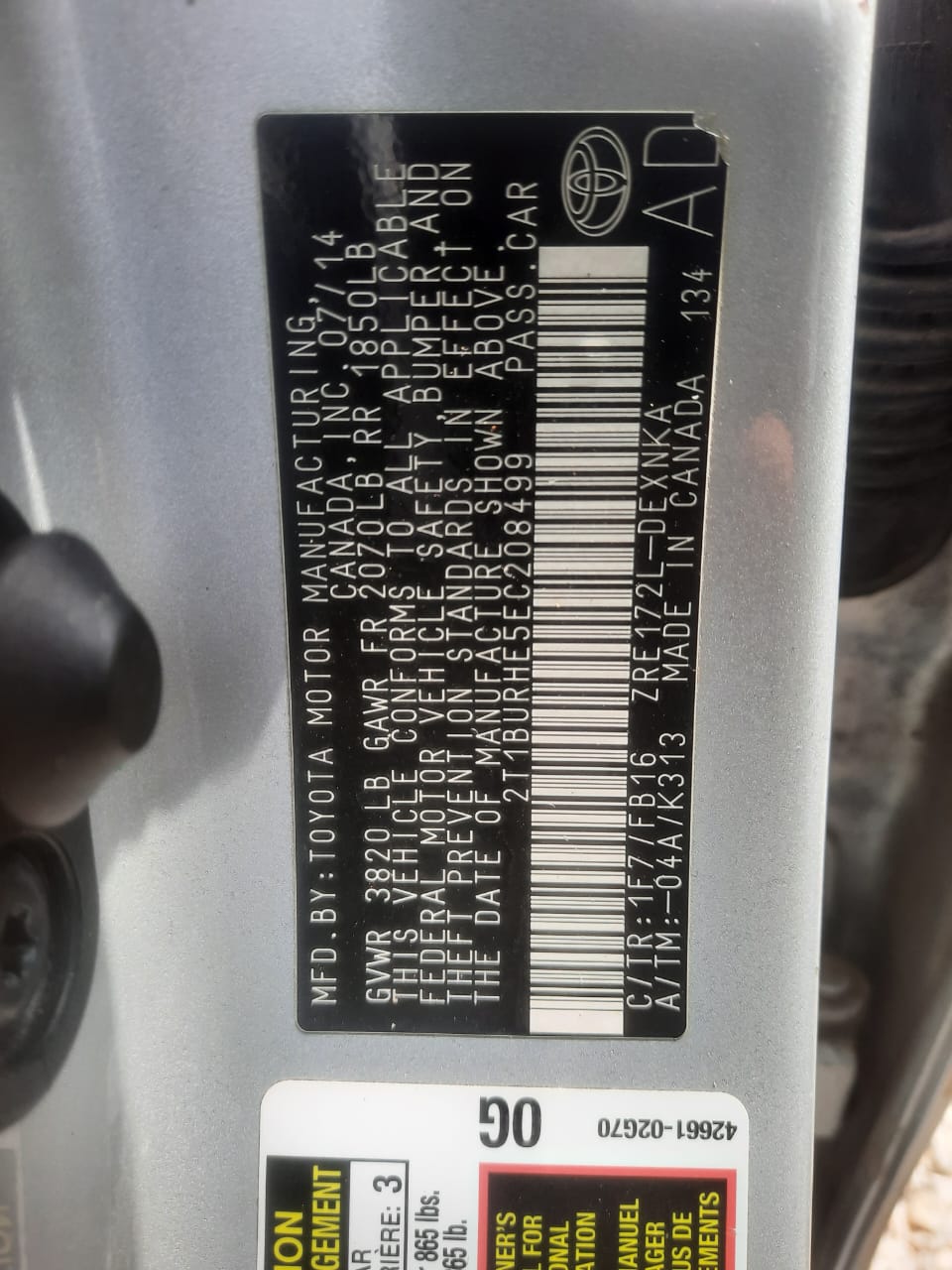 Foreign Used Toyota Corolla LE 2014